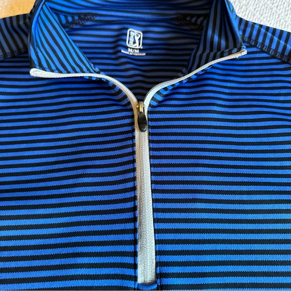 PGA Tour Long Sleeve Mens Golf Blue Striped Quarter-Zip Pullover Size M - Picture 3 of 10